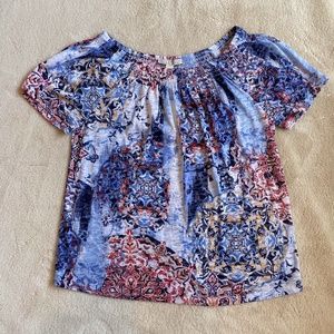 NEW Dana Buchman Print Top Blouse XS